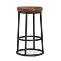 Aurora Classic Indoor Wood and Metal 24 Counter Stool with Footrest, Brown/Black