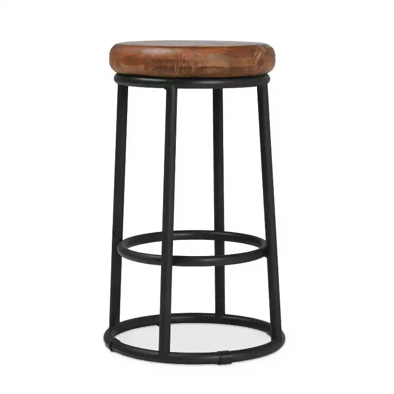Aurora Classic Indoor Wood and Metal 24 Counter Stool with Footrest, Brown/Black