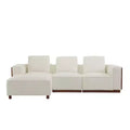 Gianna Upholstered L Shape Sectional Sofa with Pillows, Beige/Brown