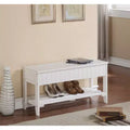 Quality Solid Wood Shoe Bench with Storage, White