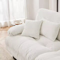 Divano letto Cloud per soggiorno, divano 2 posti in ciniglia con 2 cuscini lombari e 2 cuscini decorativi, divano imbottito con braccioli larghi e 2 pouf poggiapiedi