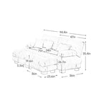 Divano letto Cloud per soggiorno, divano 2 posti in ciniglia con 2 cuscini lombari e 2 cuscini decorativi, divano imbottito con braccioli larghi e 2 pouf poggiapiedi