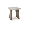 Brendalhouse Contemporary Square End Table - Faux Cement Top with Mango Wood Base, Light Brown