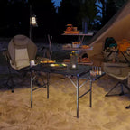 Tavolo da campeggio pieghevole, tavolo da campeggio portatile da 137,2 cm con 2 pannelli laterali, tavolo da esterno in metallo regolabile in altezza per picnic, barbecue, feste