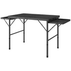 Tavolo da campeggio pieghevole, tavolo da campeggio portatile da 137,2 cm con 2 pannelli laterali, tavolo da esterno in metallo regolabile in altezza per picnic, barbecue, feste