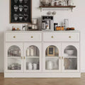 Credenza, credenza con ripiani regolabili e 4 ante, credenza da cucina con 2 cassetti, tavolino da bar in legno, bianco