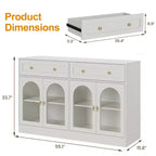 Credenza, credenza con ripiani regolabili e 4 ante, credenza da cucina con 2 cassetti, tavolino da bar in legno, bianco