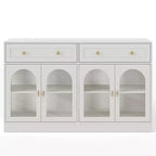 Credenza, credenza con ripiani regolabili e 4 ante, credenza da cucina con 2 cassetti, tavolino da bar in legno, bianco