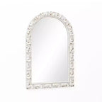 Specchio da parete rettangolare ad arco bianco invecchiato alto 91 cm, decorativo e da toeletta