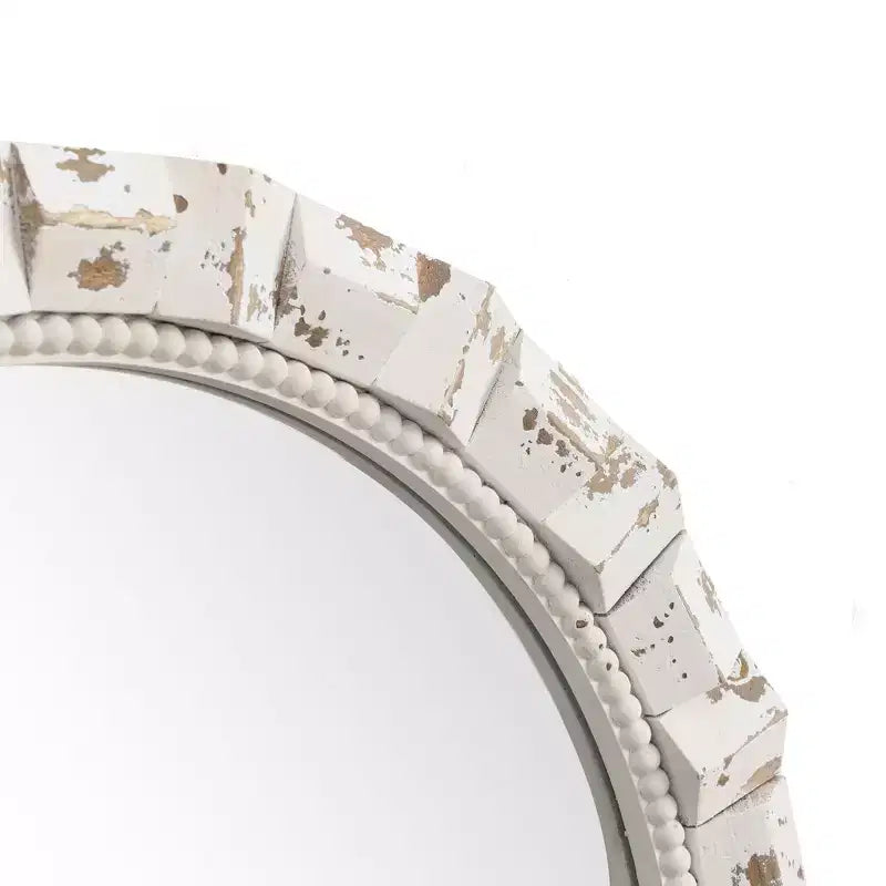 Specchio da parete rettangolare ad arco bianco invecchiato alto 91 cm, decorativo e da toeletta
