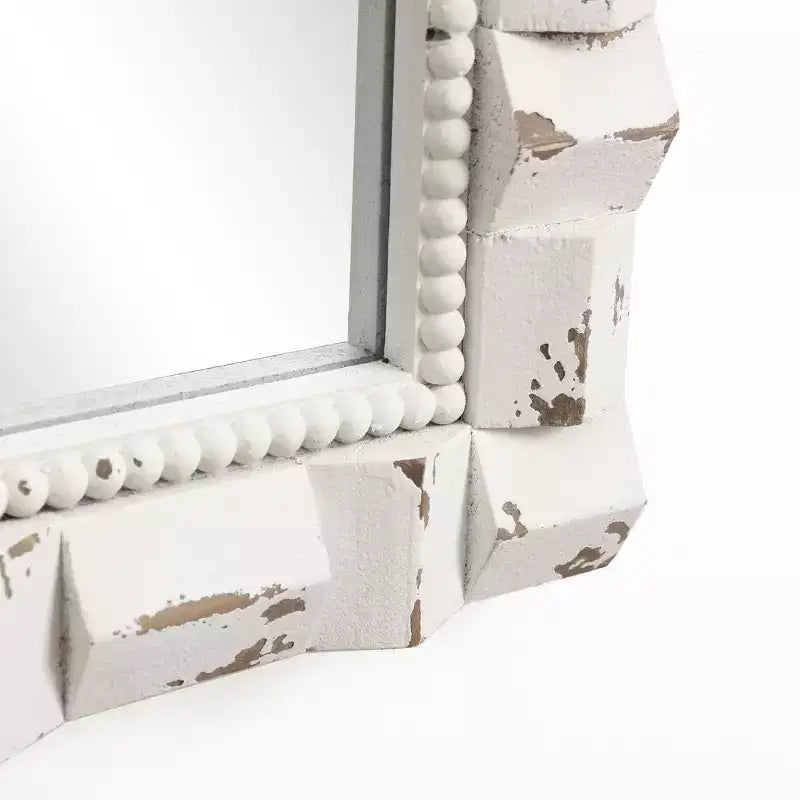 Specchio da parete rettangolare ad arco bianco invecchiato alto 91 cm, decorativo e da toeletta
