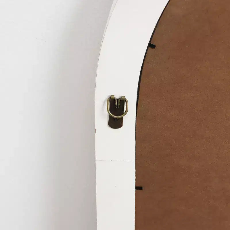 Specchio da parete rettangolare ad arco bianco invecchiato alto 91 cm, decorativo e da toeletta