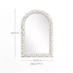 Specchio da parete rettangolare ad arco bianco invecchiato alto 91 cm, decorativo e da toeletta