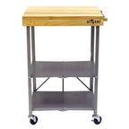 Foldable Kitchen Island Cart, Wheeled Rolling Storage Cart with Shelves, Portable Prep Table for Kitchen, Dining Rooms, and Patios