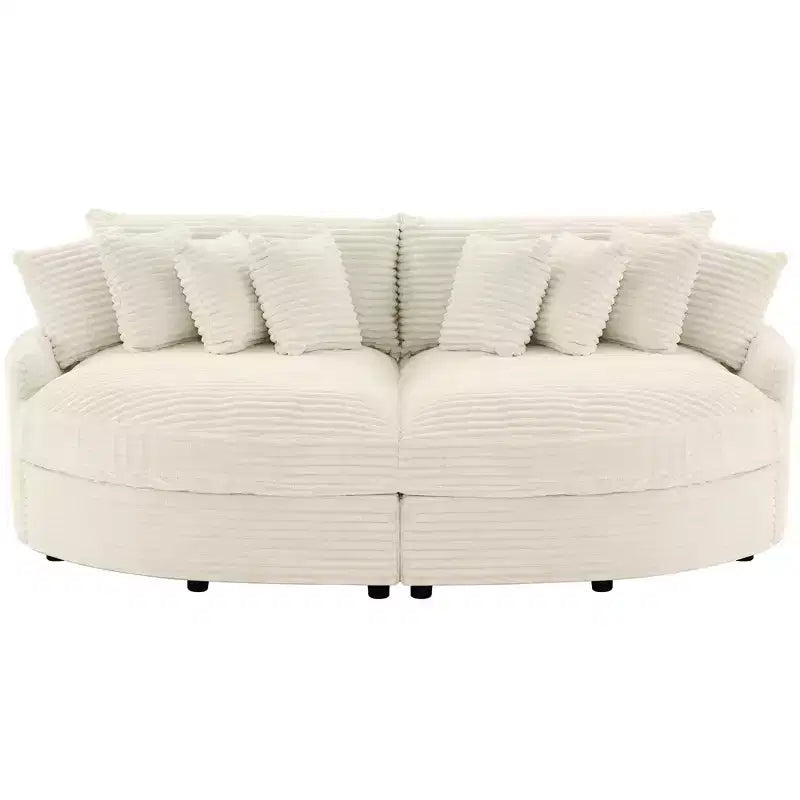 Divano componibile a chaise longue sinistra e destra in velluto a coste, oversize, con 8 cuscini, Divano convertibile imbottito