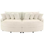 Divano componibile a chaise longue sinistra e destra in velluto a coste, oversize, con 8 cuscini, Divano convertibile imbottito