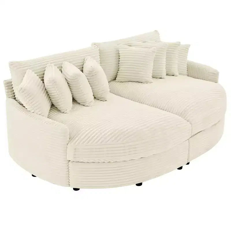 Chaise longue in velluto a coste extra-large con 8 cuscini e tappezzeria convertibile.