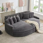 Chaise longue in velluto a coste extra-large con 8 cuscini e tappezzeria convertibile.