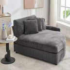 Chaise longue in velluto a coste extra-large con 8 cuscini e tappezzeria convertibile.