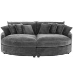 Chaise longue in velluto a coste extra-large con 8 cuscini e tappezzeria convertibile.