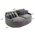 Chaise longue in velluto a coste extra-large con 8 cuscini e tappezzeria convertibile.