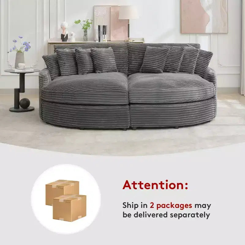 Chaise longue in velluto a coste extra-large con 8 cuscini e tappezzeria convertibile.