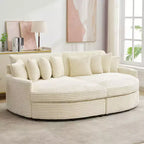 Divano componibile a chaise longue sinistra e destra in velluto a coste, oversize, con 8 cuscini, Divano convertibile imbottito