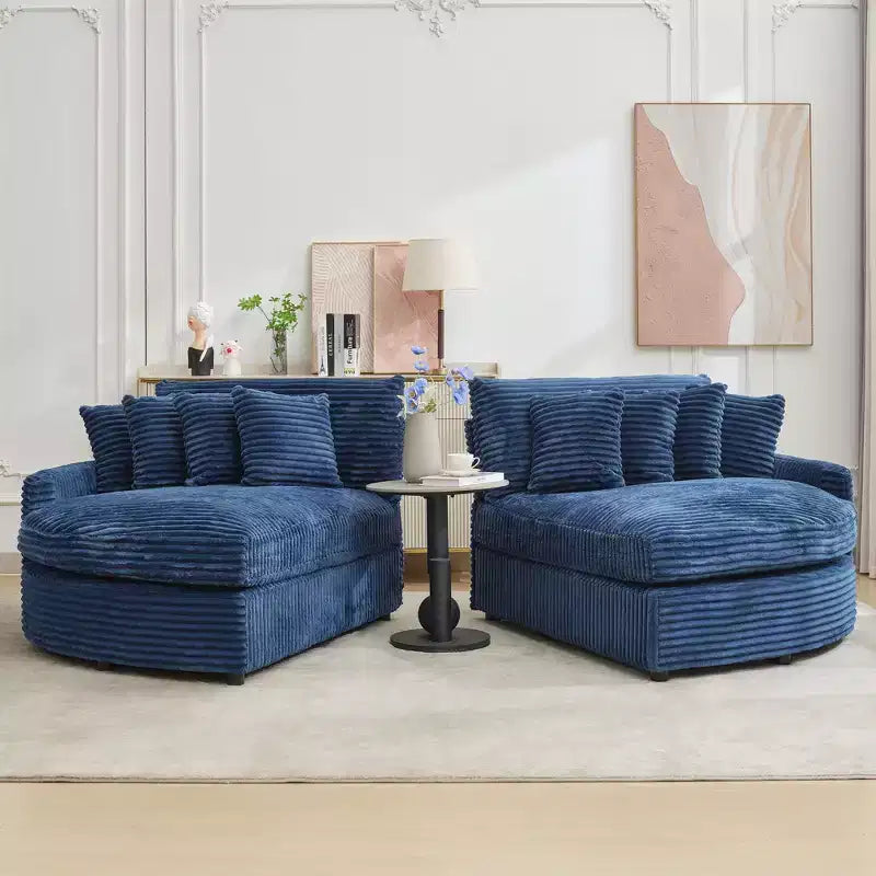 Chaise longue in velluto a coste extra-large con 8 cuscini e tappezzeria convertibile.