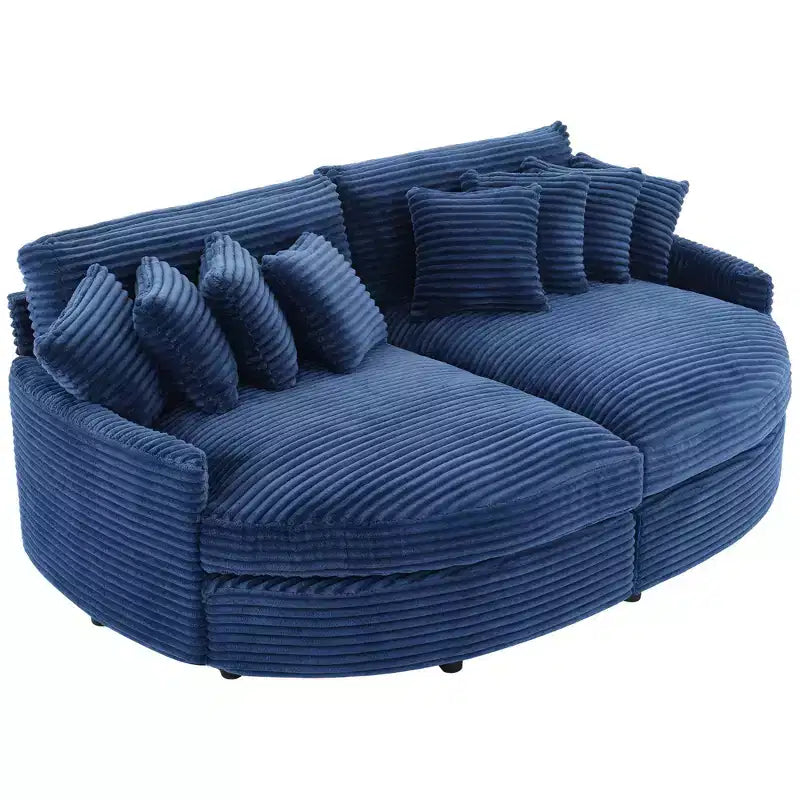 Chaise longue in velluto a coste extra-large con 8 cuscini e tappezzeria convertibile.