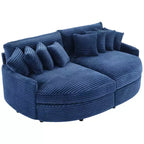 Divano componibile a chaise longue sinistra e destra in velluto a coste, oversize, con 8 cuscini, Divano convertibile imbottito