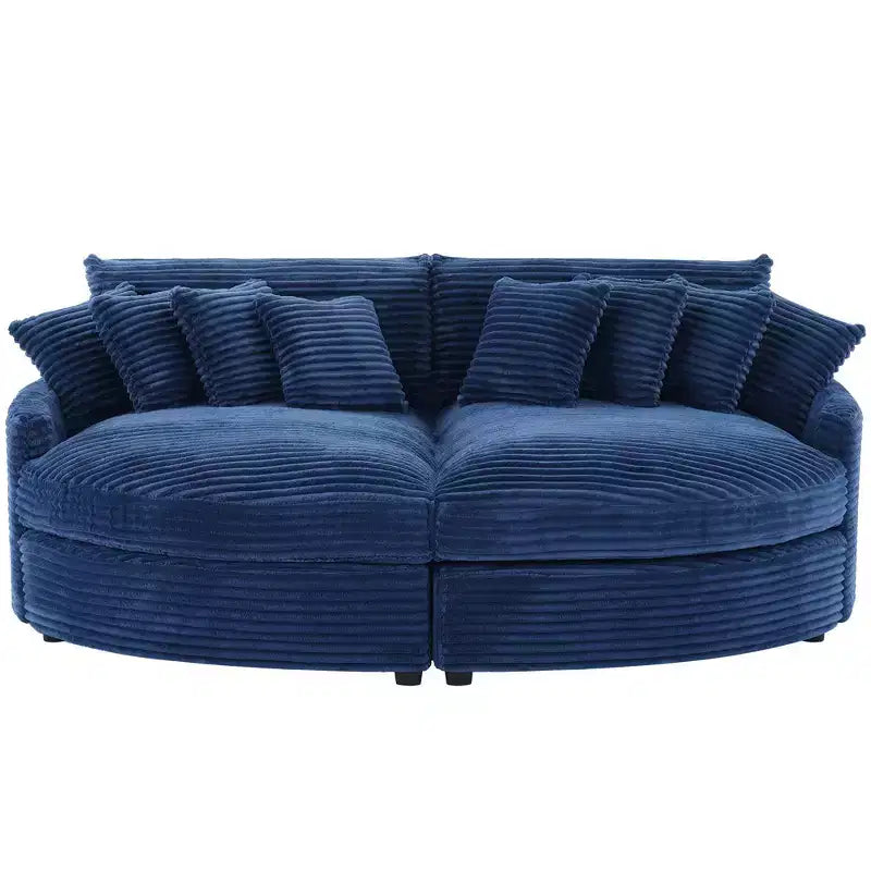 Divano componibile a chaise longue sinistra e destra in velluto a coste, oversize, con 8 cuscini, Divano convertibile imbottito