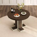 Extendable Dining Table with a 16-inch Middle Leaf, 106.7 cm-147.3 cm Oval Dining Table for 6, Retro Solid Wood Round Dining Table with Double Layer