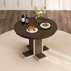 Extendable Dining Table with a 16-inch Middle Leaf, 106.7 cm-147.3 cm Oval Dining Table for 6, Retro Solid Wood Round Dining Table with Double Layer