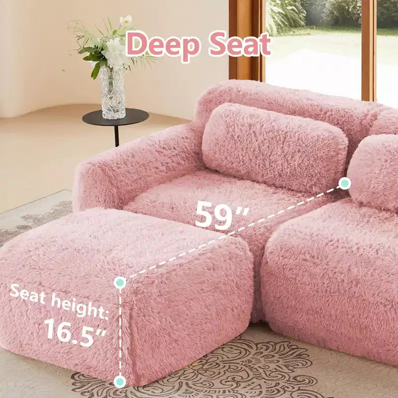 Questo divano a tre posti con poggiapiedi, imbottito con schiuma ad alta densità 32D, non richiede montaggio ed è dotato di una base antiscivolo, il che lo rende la scelta ideale per il soggiorno o la sala home theater.