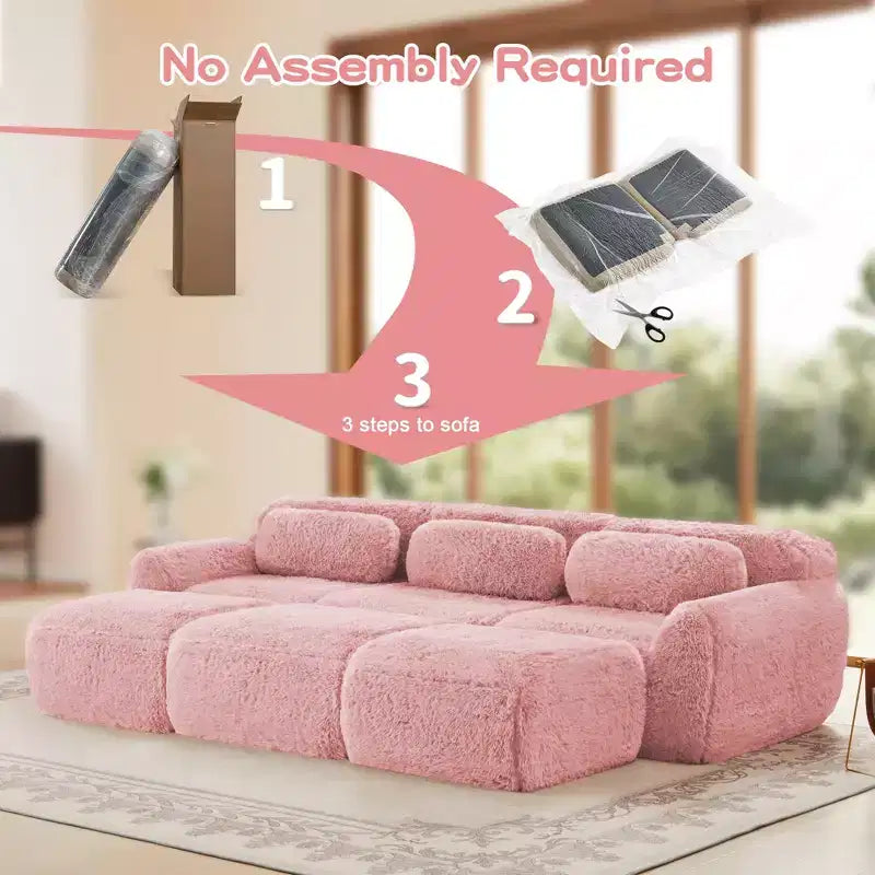 Questo divano a tre posti con poggiapiedi, imbottito con schiuma ad alta densità 32D, non richiede montaggio ed è dotato di una base antiscivolo, il che lo rende la scelta ideale per il soggiorno o la sala home theater.