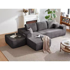 Divano Componibile, Chaise a U, Seduta Profonda, Tasche Laterali, Tessuto Felpato, Nessun Montaggio, Grigio, Orientamento Sinistro