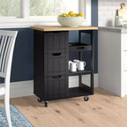 Kitchen Island Cart with Storage,Rolling Kitchen Island Storage Cabinet,Side Table on Wheels,3 Open Shelves and Drawers for Kitchen