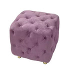18 Pouf cubo ottomano moderno con poggiapiedi rivestito in velluto Sgabello piccolo da trucco con telaio in legno Pouf per soggiorno, camera da letto, ingresso