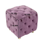 18 Pouf cubo ottomano moderno con poggiapiedi rivestito in velluto Sgabello piccolo da trucco con telaio in legno Pouf per soggiorno, camera da letto, ingresso