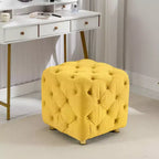 18 Pouf cubo ottomano moderno con poggiapiedi rivestito in velluto Sgabello piccolo da trucco con telaio in legno Pouf per soggiorno, camera da letto, ingresso