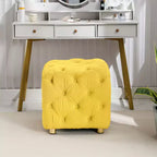 18 Pouf cubo ottomano moderno con poggiapiedi rivestito in velluto Sgabello piccolo da trucco con telaio in legno Pouf per soggiorno, camera da letto, ingresso