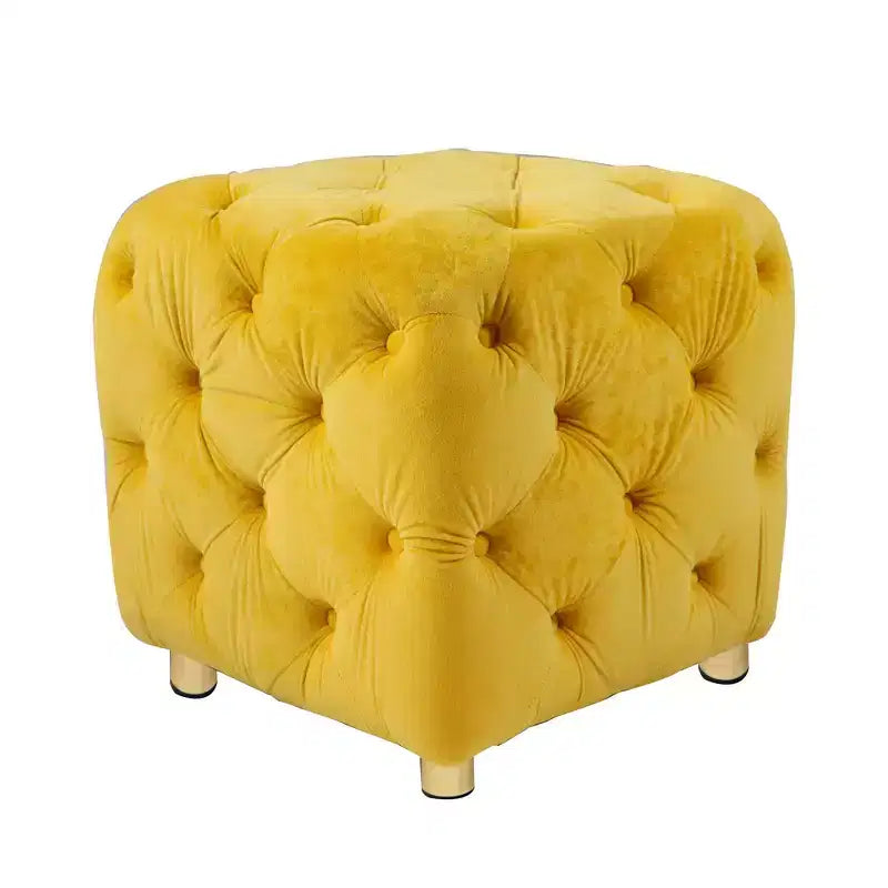 18 Pouf cubo ottomano moderno con poggiapiedi rivestito in velluto Sgabello piccolo da trucco con telaio in legno Pouf per soggiorno, camera da letto, ingresso