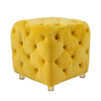 18 Pouf cubo ottomano moderno con poggiapiedi rivestito in velluto Sgabello piccolo da trucco con telaio in legno Pouf per soggiorno, camera da letto, ingresso