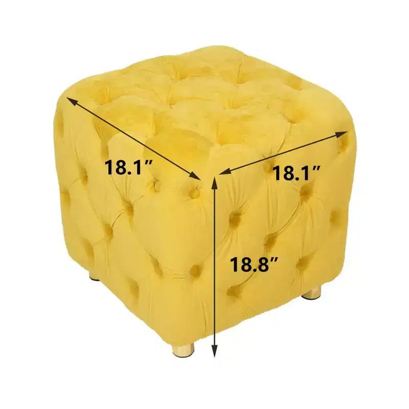 18 Pouf cubo ottomano moderno con poggiapiedi rivestito in velluto Sgabello piccolo da trucco con telaio in legno Pouf per soggiorno, camera da letto, ingresso