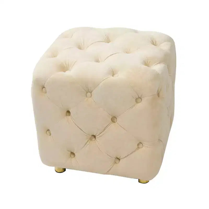 18 Pouf cubo ottomano moderno con poggiapiedi rivestito in velluto Sgabello piccolo da trucco con telaio in legno Pouf per soggiorno, camera da letto, ingresso