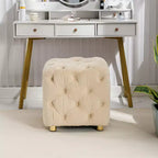 18 Pouf cubo ottomano moderno con poggiapiedi rivestito in velluto Sgabello piccolo da trucco con telaio in legno Pouf per soggiorno, camera da letto, ingresso