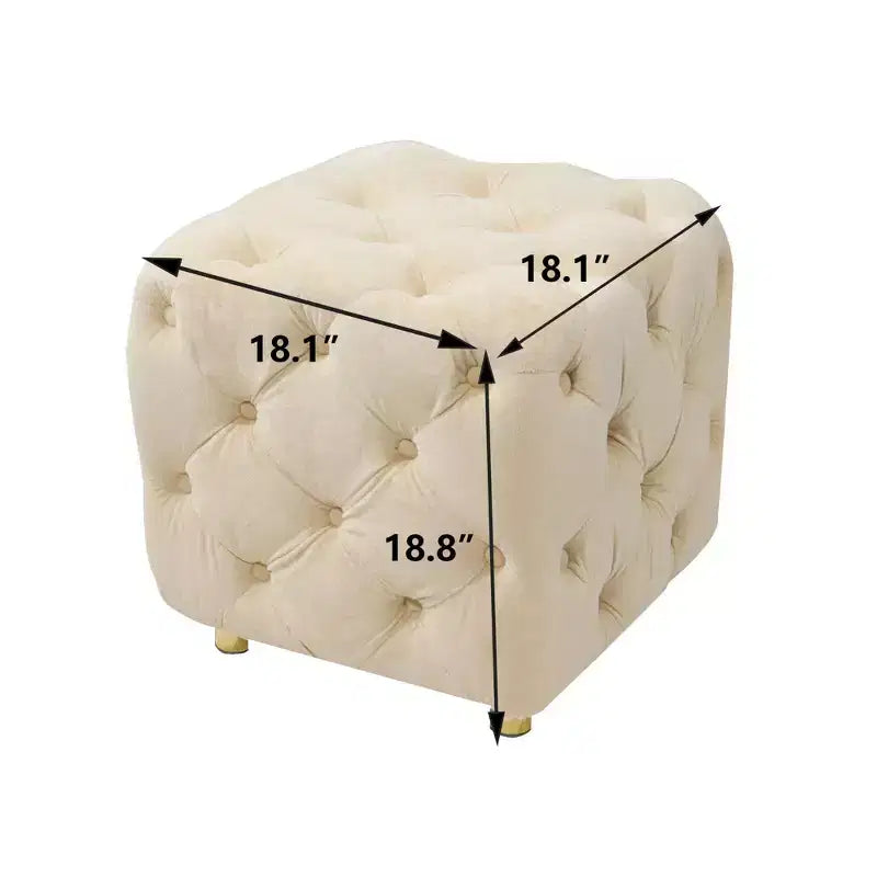 18 Pouf cubo ottomano moderno con poggiapiedi rivestito in velluto Sgabello piccolo da trucco con telaio in legno Pouf per soggiorno, camera da letto, ingresso