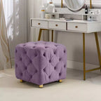 18 Pouf cubo ottomano moderno con poggiapiedi rivestito in velluto Sgabello piccolo da trucco con telaio in legno Pouf per soggiorno, camera da letto, ingresso