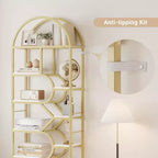 Libreria alta moderna a 6 ripiani con design geometrico ad arco - 82 Scaffale espositivo a giorno per casa, ufficio e soggiorno
