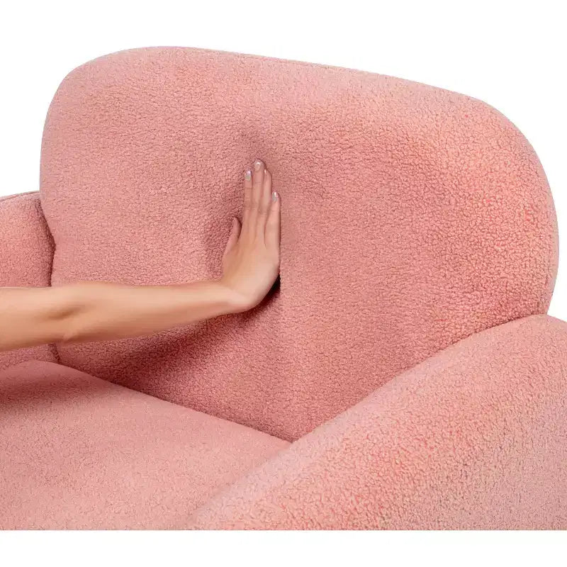 Poltrona singola Teddy Fleece, poltrona relax con braccioli, cuscino, capacità 158,8 kg, poltrona accentata per soggiorno, camera da letto, studio